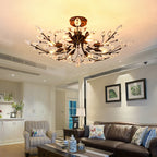 Crystal Semi Flush Ceiling Lights American Leaf Chandeliers