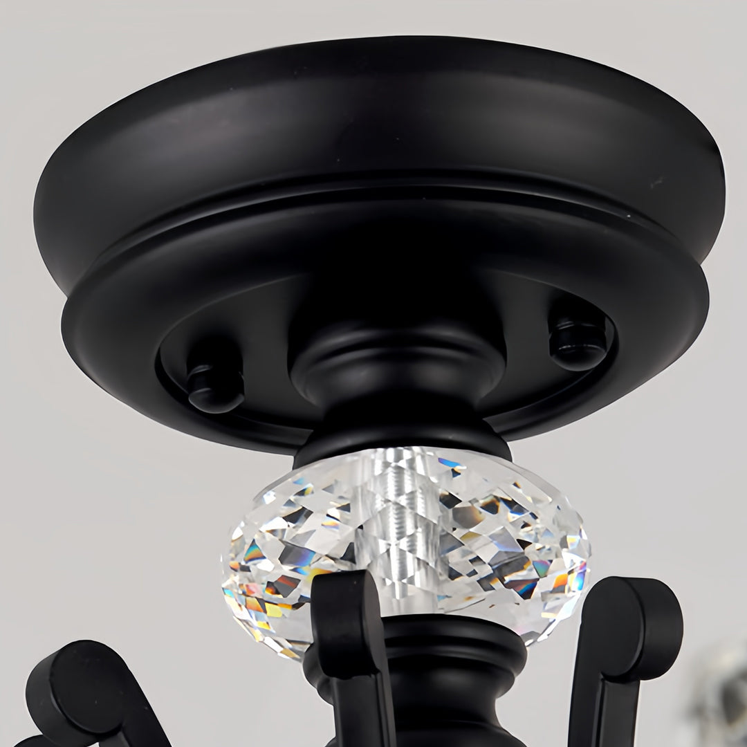 Crystal Semi Flush Ceiling Lights American Leaf Chandeliers