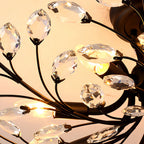 Crystal Semi Flush Ceiling Lights American Leaf Chandeliers