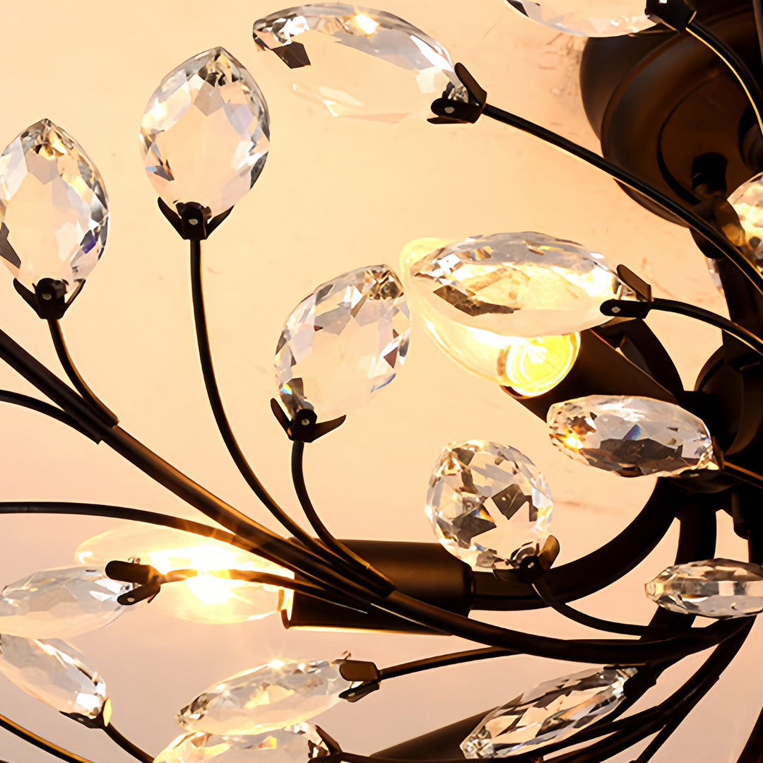 Crystal Semi Flush Ceiling Lights American Leaf Chandeliers