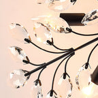 Crystal Semi Flush Ceiling Lights American Leaf Chandeliers