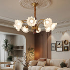 Vintage Glass Chandelier Flower Shades Ceiling Light
