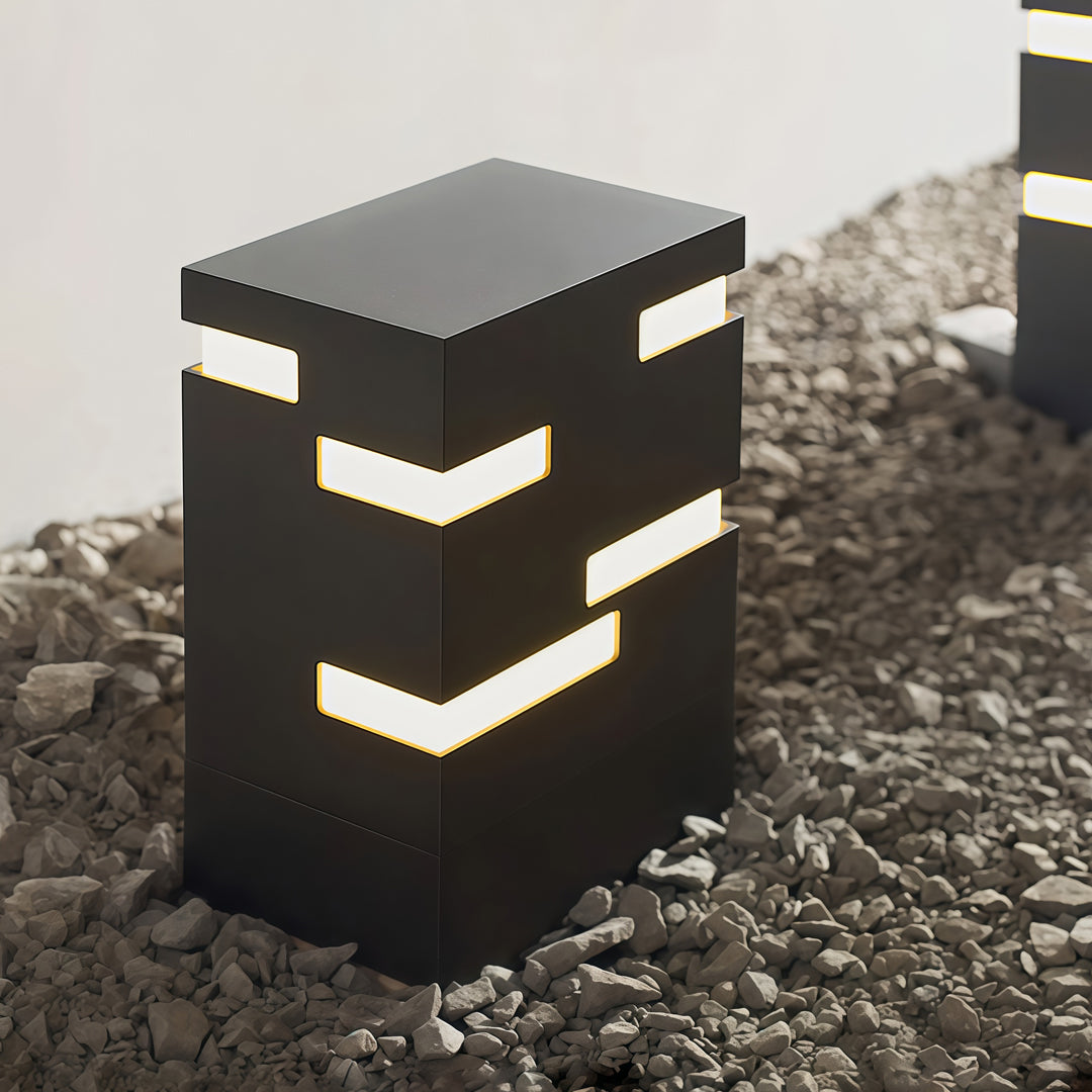 Black LED Bollard Lights Outdoor Waterproof Ambience Decor Lamp