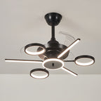 Ceiling Fan with Multiple Lights French Vintage Black Iron 3-Blade Fan