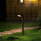 Curved Bollard Light Minimalist Solar-Powered Black Aluminum Lamp