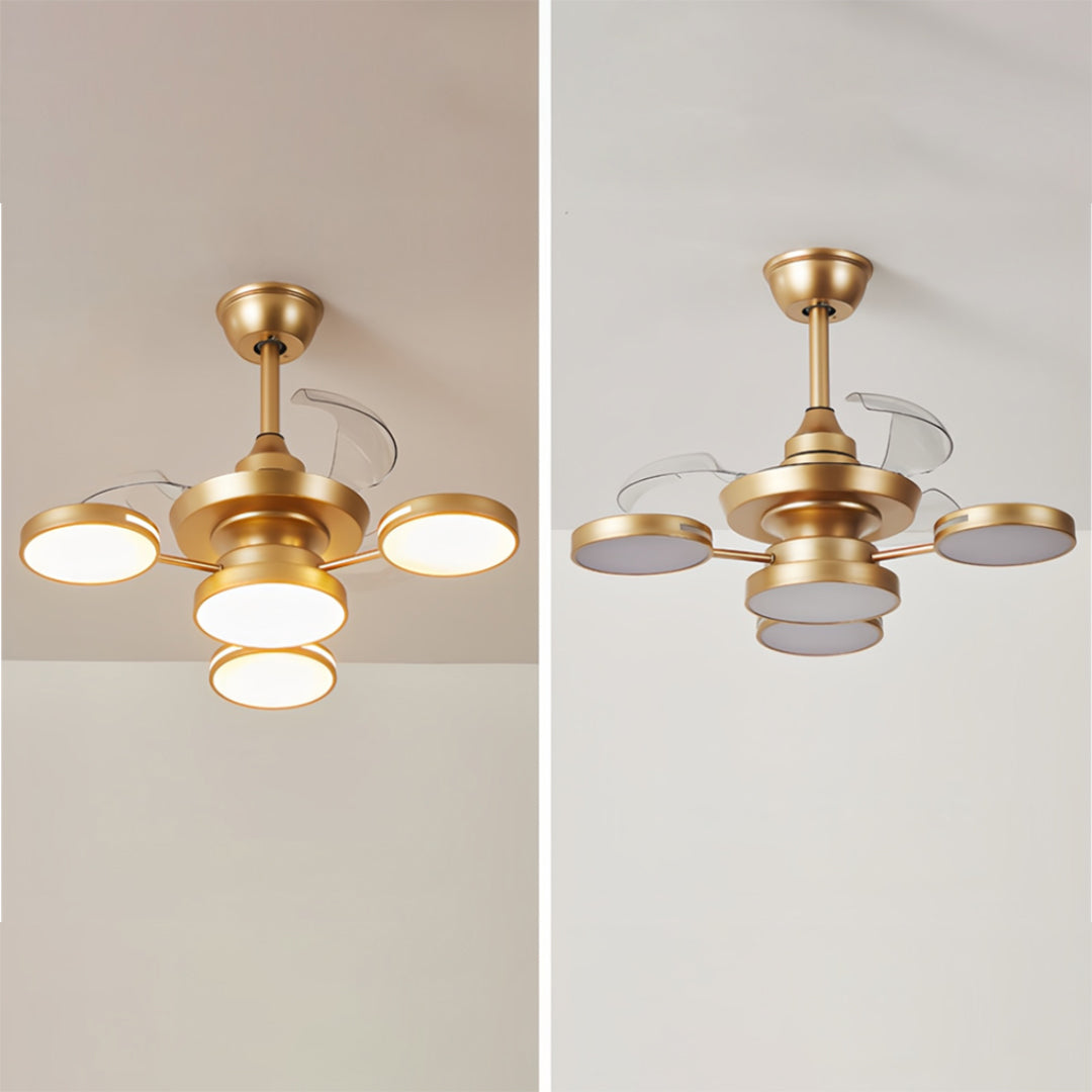 Ceiling Fan with Four Lights French Vintage Iron Art  3-Blade Fan Lamp