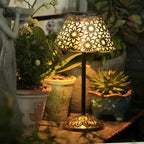 Solar Silver Metal Table Lamp LED Waterproof Outdoor Lamp