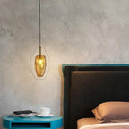 Nordic Yellow Glass Shades Pendant Lights Electroplated Metal Ceiling Light