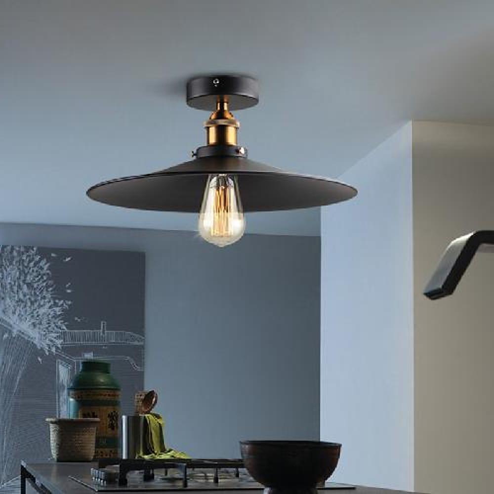 Circular Teardrop Industrial Hallway Lighting LED Semi-Flush Mount Ceiling Light