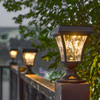LED Solar Fence Post Cap Lights Waterproof Cast Lanterns Light