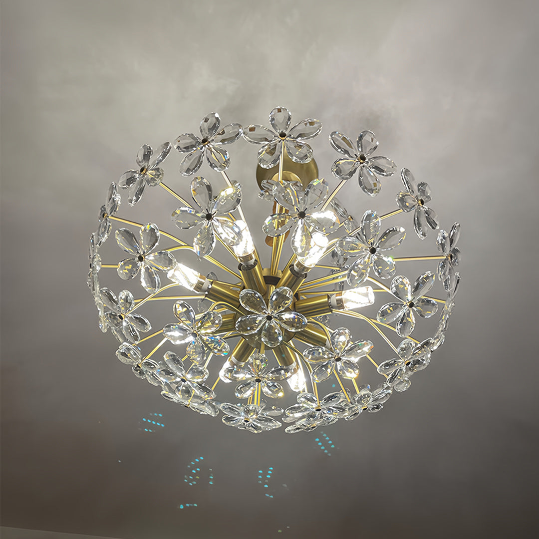 Crystal Flower Chandelier Flower Shaped Vintage Floral Ceiling Light