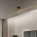 Linear Semi Flush Mount Light Minimalist Black Gold LED Ceiling Lamp
