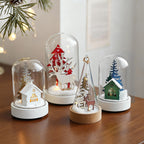 Decorative LED Table Lamp Wooden Glass Ornament Two-Pack Light