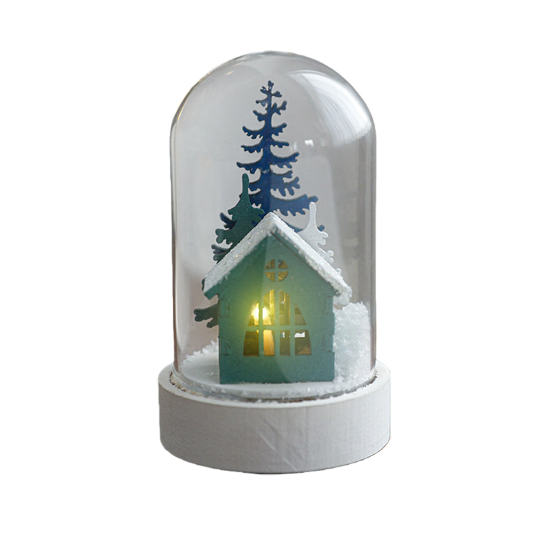 Decorative LED Table Lamp Wooden Glass Ornament Two-Pack Light