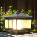 Waterproof Outdoor Gate Pillar Lights Retro Copper Solar Fence Lamp
