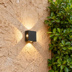 Black Outdoor Sconce Light LED Waterproof Square Quad-Sided Lamp