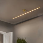 Linear Semi Flush Mount Light Minimalist Black Gold LED Ceiling Lamp