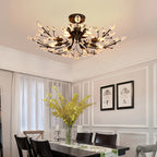 Crystal Semi Flush Ceiling Lights American Leaf Chandeliers
