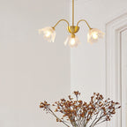 Glass Shades Chandelier Flower Shaped French Style Clear Ceiling Light