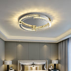 Silver Flush Mount Ceiling Light Italian LED Round Crystal Light