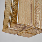 Square Glass Pendant Light Vintage Brass and Glass Ceiling Light