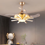 Modern Black Ceiling Fan with Light Luxury Multi-head Iron Body Light