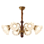Vintage Glass Chandelier Flower Shades Ceiling Light