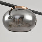 Gray Glass Pendant Light Globe Full-Spectrum Metal Ceiling Light
