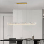 Copper Metal Pendant Light Linear Cloud Stone Ceiling Light