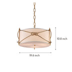 White Drum Pendant Light with a Polished Gold Stylish Ceiling Light