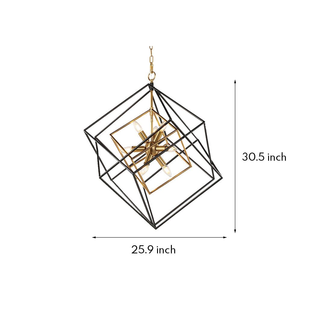Industrial Dual-Color Iron Square Pendant