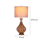 Glass Base Table Lamp with Sculptural  Classic Linen Shade Light