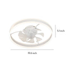 Modern White Ceiling Fan with Light Round Ring White Plastic Lamp