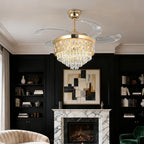 Ceiling Fans with Crystal Lights Luxury Gold Iron with Crystal Pendant
