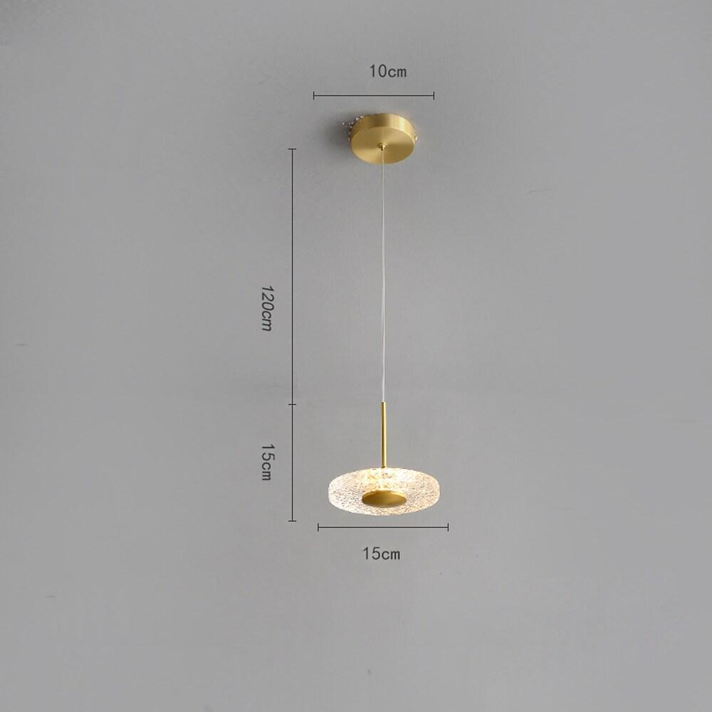 Circular Acrylic Copper LED Gold Glass Mini Pendant Lights Hanging Ceiling Lights