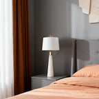 White Marble Table Lamp Elegant Luxury Nordic Tapered Stone Lamp