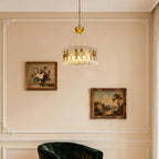 Gold Light Chandelier Round LED Luxury Adjustable Ceiling Light