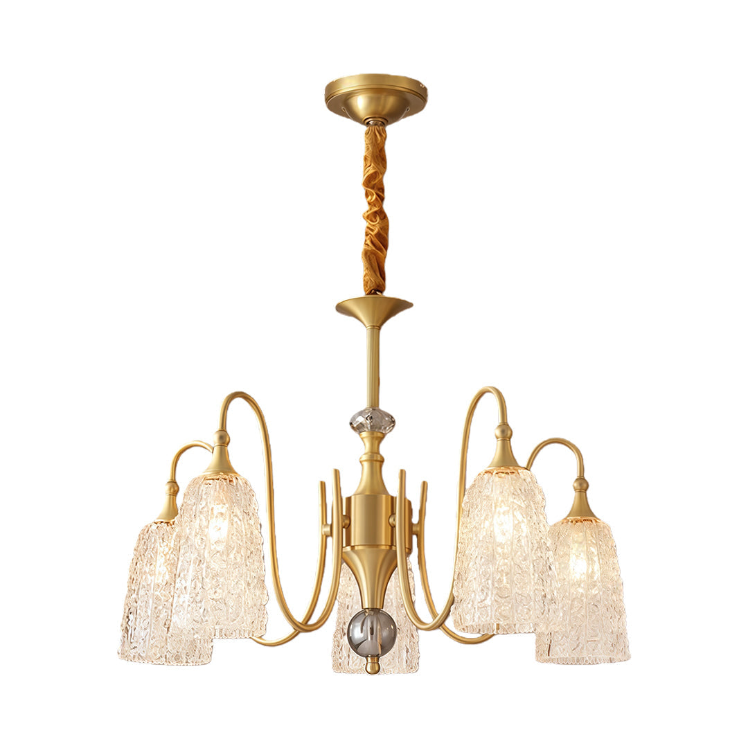 Brass Vintage Chandelier Ornate Classic Glass Ceiling Lights