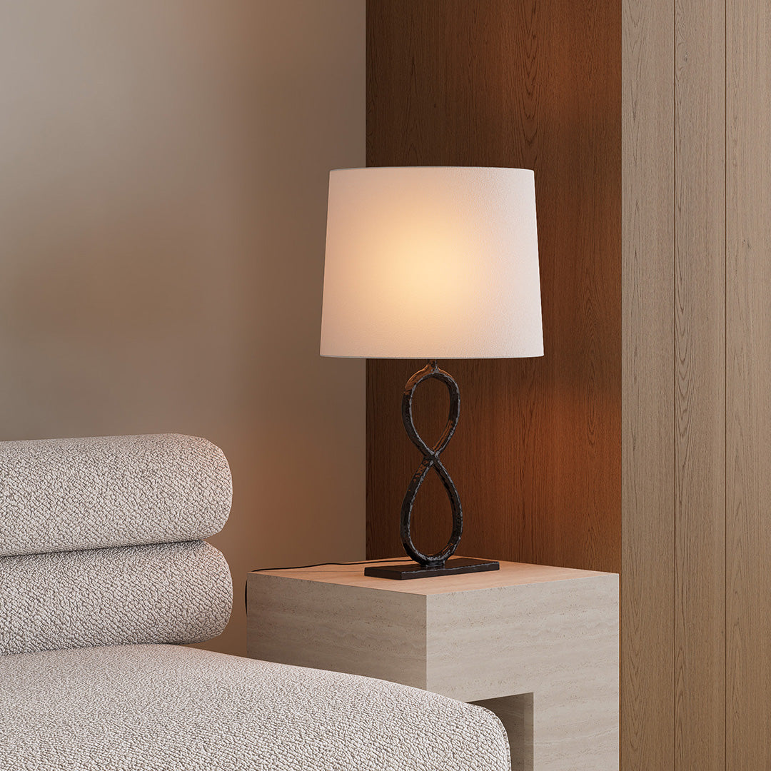 Bronze Metal Table Lamps European Luxury Fabric Light