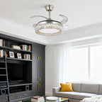 Crystal Ceiling Fan with Light Remote Controlled Luxury Nickel Lamp