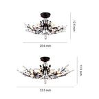 Crystal Semi Flush Ceiling Lights American Leaf Chandeliers