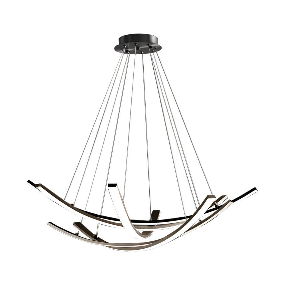 Elegant Curved Copper Strip Full-Spectrum LED Pendant Light