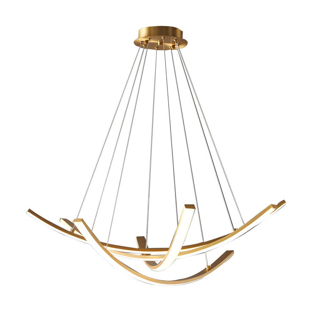 Elegant Curved Copper Strip Full-Spectrum LED Pendant Light