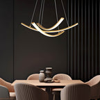 Elegant Curved Copper Strip Full-Spectrum LED Pendant Light