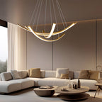 Elegant Curved Copper Strip Full-Spectrum LED Pendant Light
