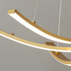 Elegant Curved Copper Strip Full-Spectrum LED Pendant Light