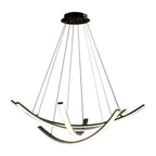 Elegant Curved Copper Strip Full-Spectrum LED Pendant Light