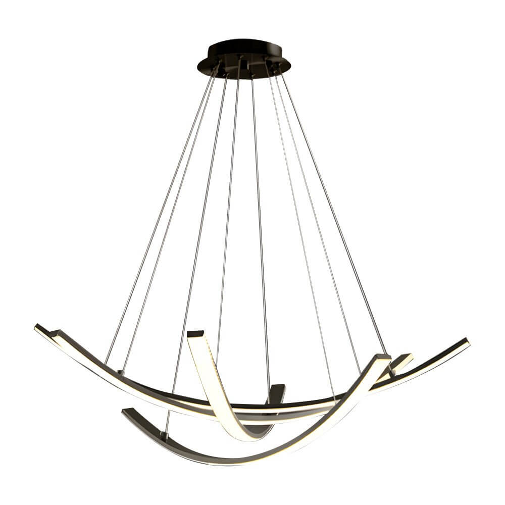 Elegant Curved Copper Strip Full-Spectrum LED Pendant Light