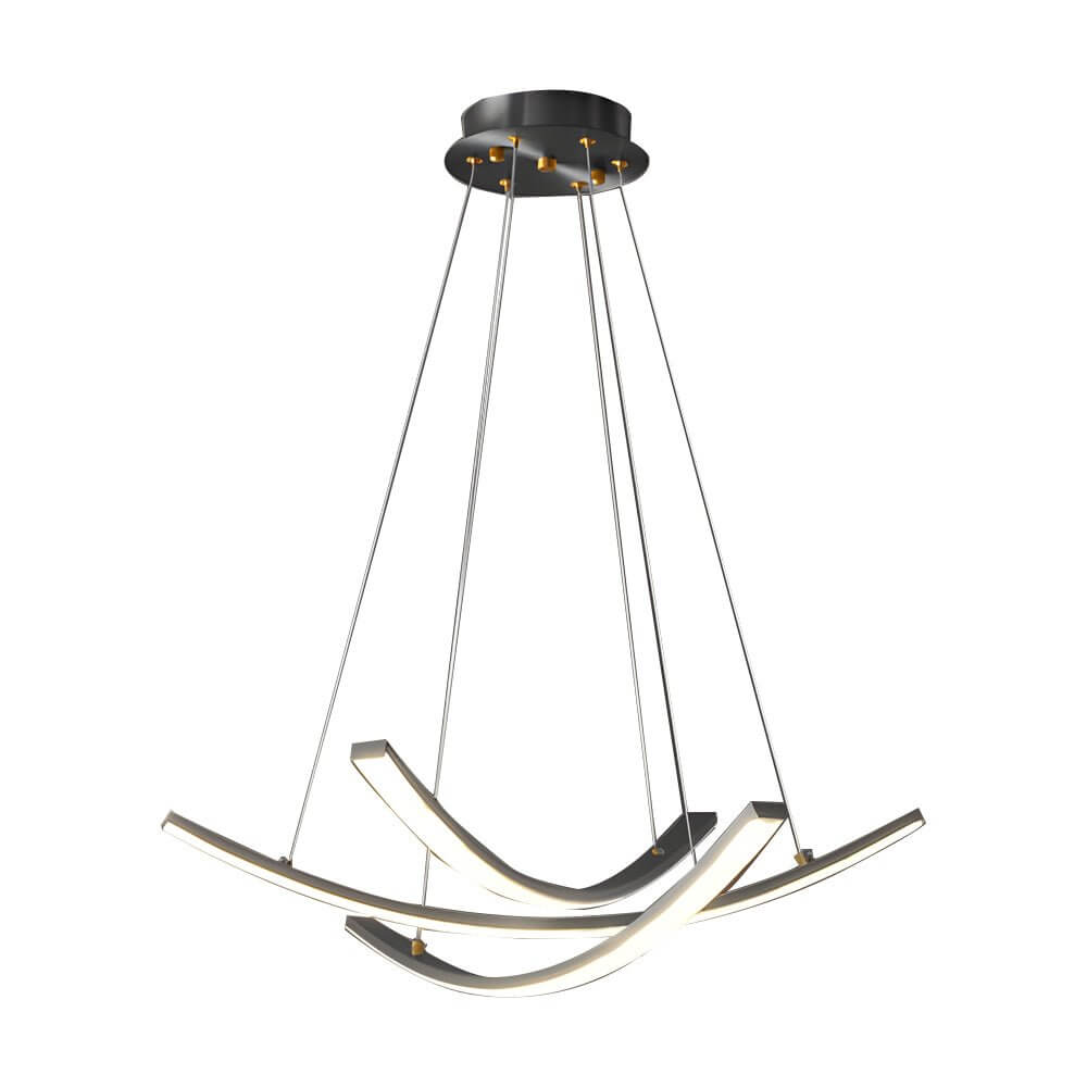 Elegant Curved Copper Strip Full-Spectrum LED Pendant Light