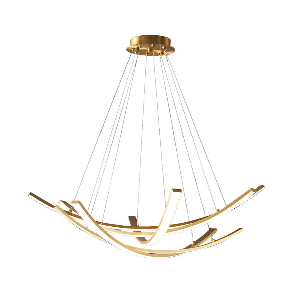 Elegant Curved Copper Strip Full-Spectrum LED Pendant Light
